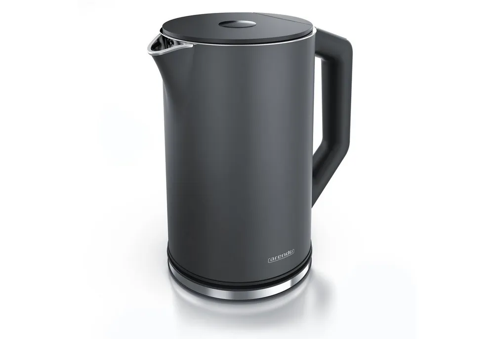 Arendo Wasserkocher aus Edelstahl, Temperatureinstellung 40°–100°C mit Anzeige, Doppelwand, 1,5 l, 2200 W, Teekocher mit Temperaturanzeige, in 5 °C-Schritten einstellbar