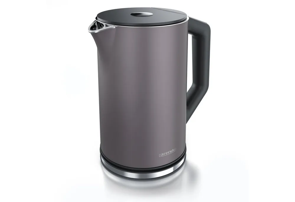 Arendo Wasserkocher aus Edelstahl, Temperatureinstellung 40°–100°C mit Anzeige, Doppelwand, 1,5 l, 2200 W, Teekocher mit Temperaturanzeige, in 5 °C-Schritten einstellbar