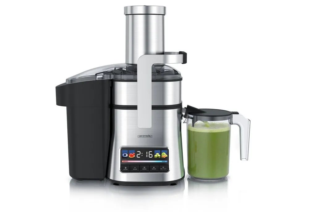 Arendo Zentrifugenentsafter Zentrifugaler Edelstahl digital Entsafter, Obst & Gemüse, Farbdisplay, 1000 W, 1 L Saftbehälter, Automatikprogramme, Touch-Display, BPA-frei