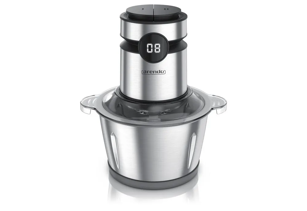 Arendo Zerkleinerer Elektrischer Multizerkleinerer für Fleisch Nüsse Obst Gemüse u.v.m., 500 W, Universalzerkleinerer 2L Edelstahlbehälter, Display, Sicherheitssperre