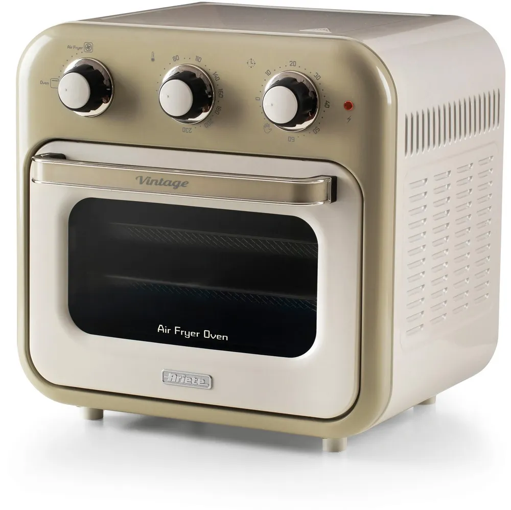 Ariete Heißluftfritteuse 4632CR, 1400 W, Vintage Heißluft-Fritt., Backofen und Rotisserie in Einem, 16 L, cream