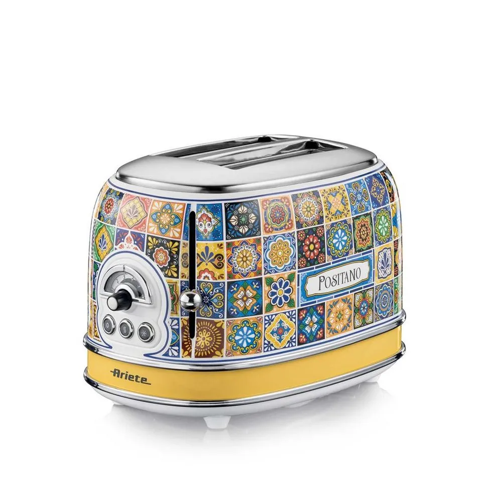 Ariete Toaster Positano, 810 W, 2 Schlitz Toaster, 6 Bräunungsstufen, Mediterranes Design