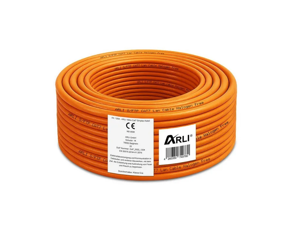 ARLI Cat7 Verlegekabel Netzwerkkabel Simplex Kabel Computer-Kabel, (10000 cm), ARLI Cat7 Verlegekabel 100 m S/FTP PIMF