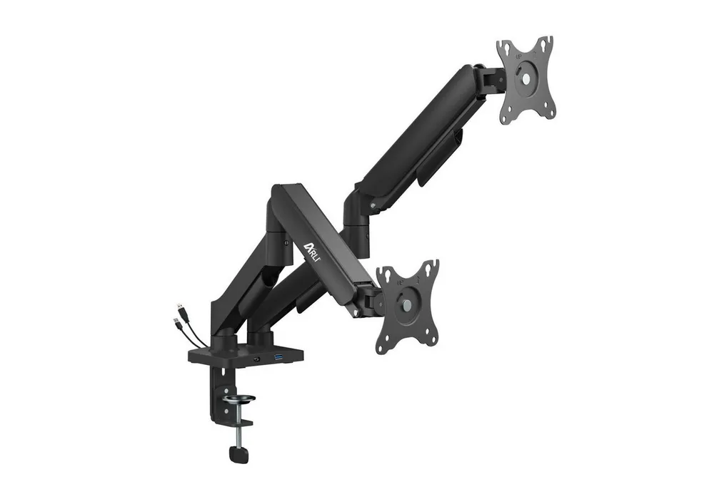 ARLI Monitor-Halterung Gasdruckfeder Monitorhalterung Dual 17 – 32 Zoll mit USB-A & USB-C, (1-tlg., Höhenverstellbarer Monitorarm schwenkbar neigbar rotierbar)