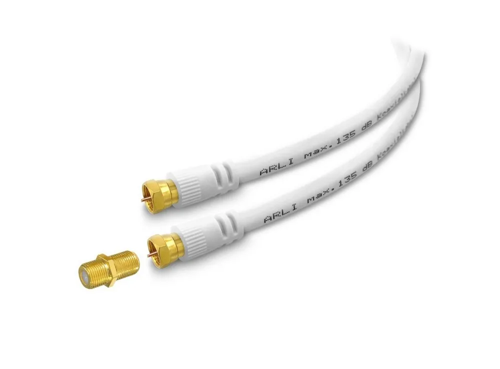 ARLI TV-Kabel, F-Stecker, F-Verbinder (2000 cm), 20m Verlängerungskabel Anschlusskabel TV HD Satkabel vergoldet 135 dB