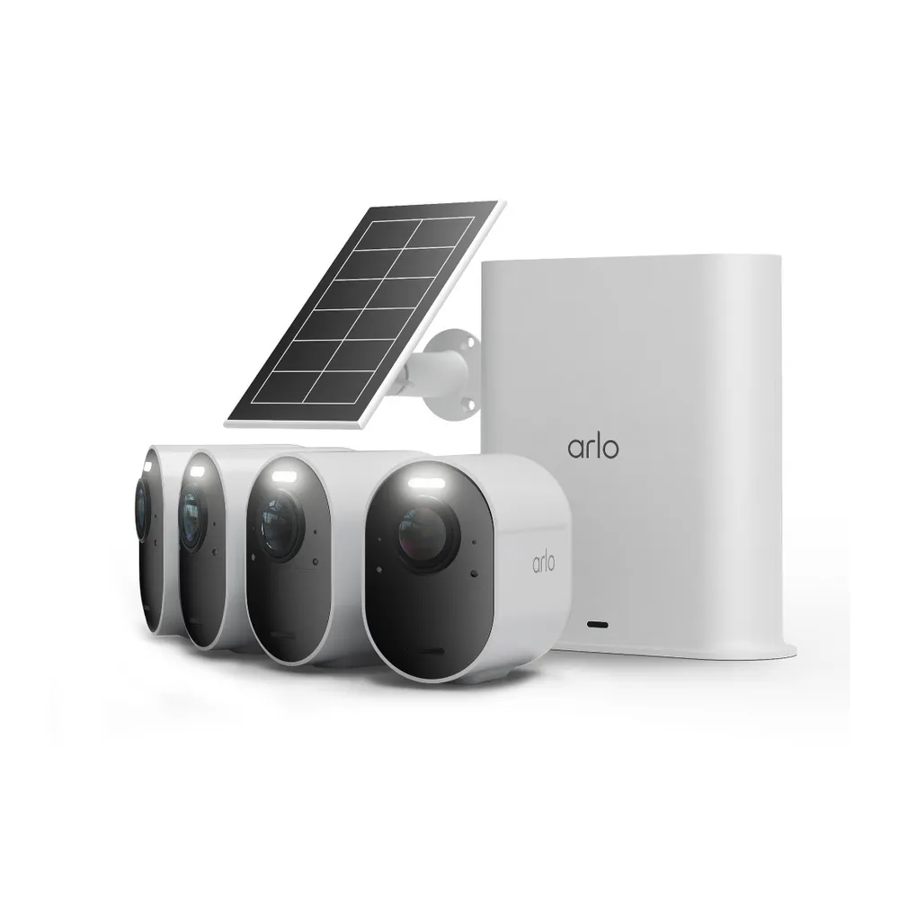 Arlo Starter Set - mit SmartHub, 4 Ultra 3 4K-Außenkameras + Solar Panel - Weiß