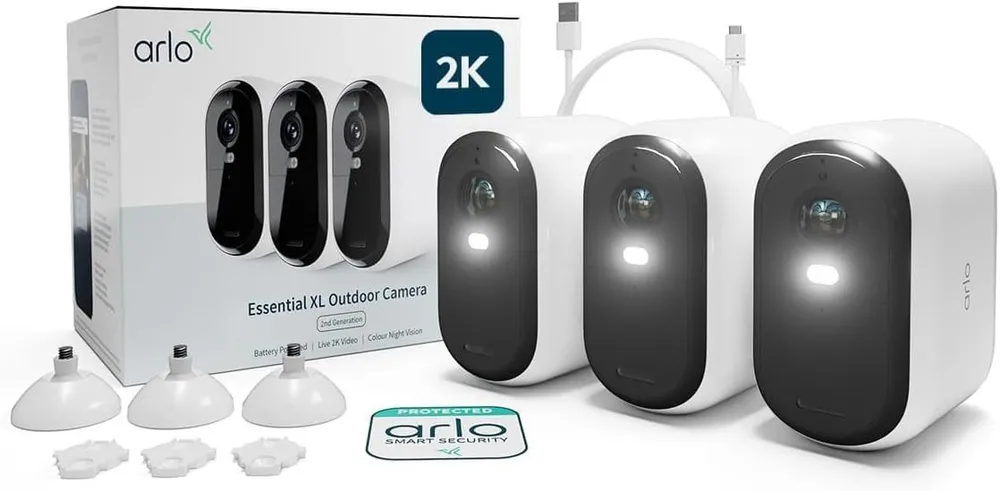 ARLO Überwachungskamera Smart Home Kamera ESSENTIAL 2K Outdoor Kamera 3er-Pack (3-tlg)
