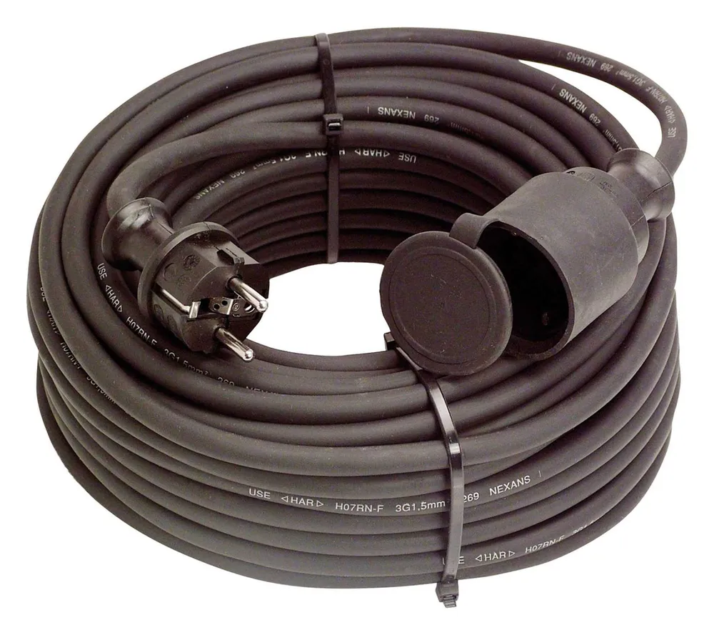 as - Schwabe Verlängerungskabel, (2500 cm), Gummi-Verlängerung H07RN-F 3G2,5 schwarz