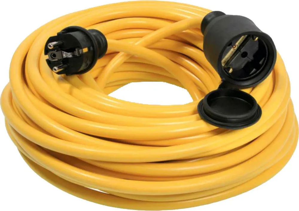 as - Schwabe Verlängerungsleitung Kabel Gelb Schuko IP44 Verlängerungskabel, Typ F (Schuko), Typ F (Schuko) (1000 cm), für den ständigen Einsatz im Außenbereich