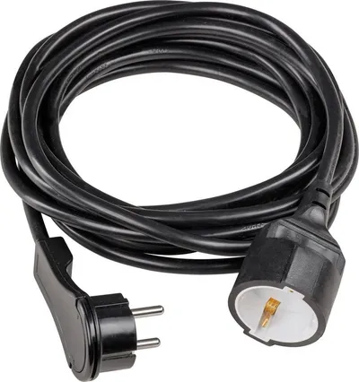 as - Schwabe Verlängerungsleitung mit Flachstecker Schuko Innen Verlängerungskabel, Typ F (Schuko), Flachstecker, Typ F (Schuko) (1000 cm)