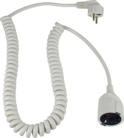as - Schwabe Verlängerungsleitung Spiralkabel Schuko Innen IP20 Verlängerungskabel, Typ F (Schuko), Schuko-Winkelstecker, Typ F (Schuko) (400 cm), mit integriertem Kinderschutz