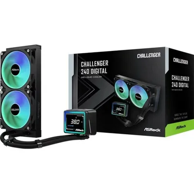 Refrigeración Líquida Asrock CPC Challenger 240mm 2 Ventilatoren ARGB Schwarz
