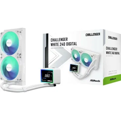 Refrigeración Líquida AsRock Challenger 240 ARGB White 240mm 2 Ventilatoren Digital
