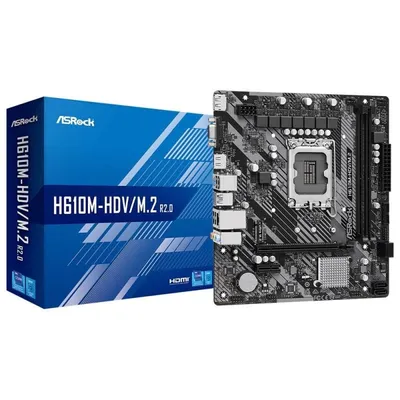 ASRock H610-Motherboard LGA1700 microATX H610M-HDV M.2 unterstützt DDR4 SATA HDMI