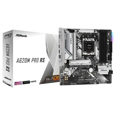Asrock A620 Mainboard AMD AM5 Micro ATX A620M Pro RS WiFi DDR5 192GB 3xM.2 WiFi 6E 2.5G LAN RGB