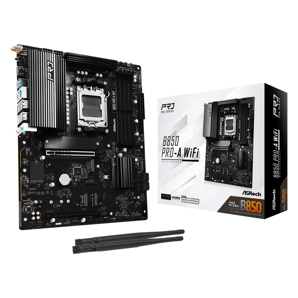 ASRock AMD B850 ATX-Mainboard AM5 B850 Pro-A WiFi 6 USB 3.2 Gen2 RAID DDR5