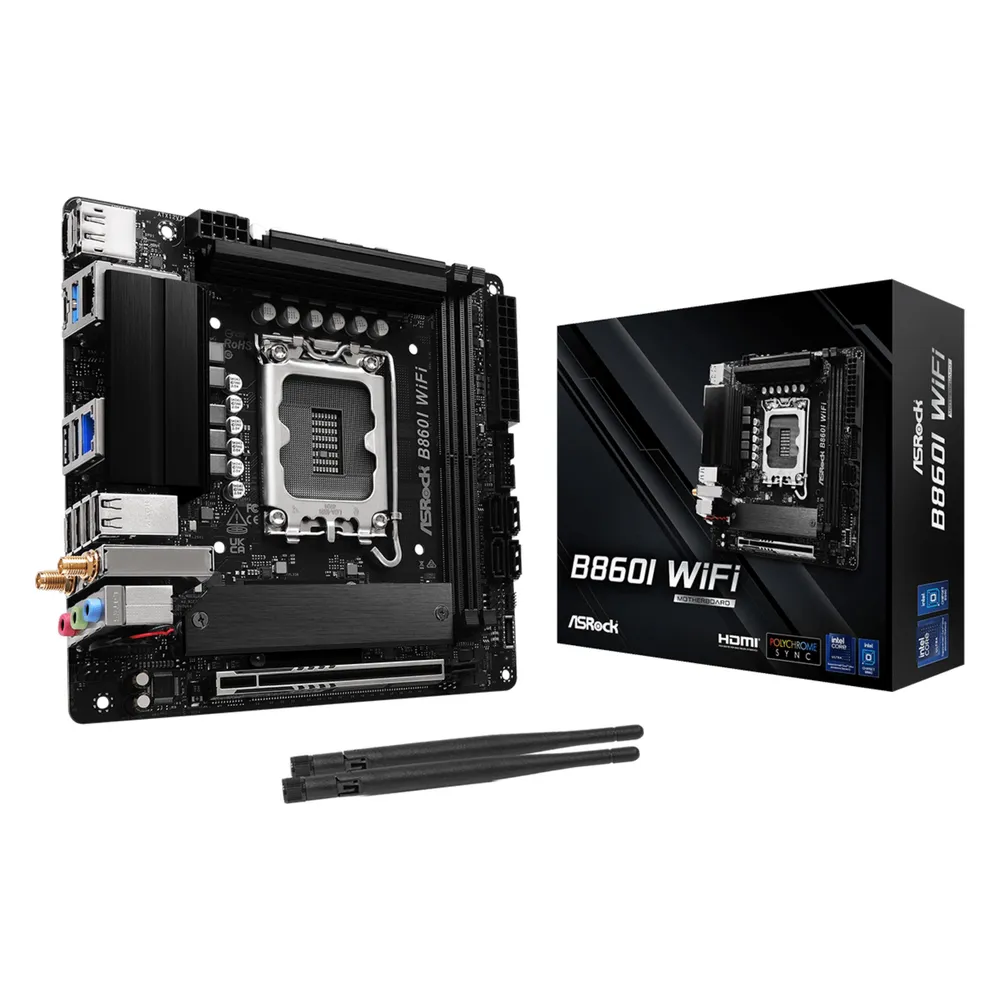 ASRock B860I LGA1851 Mini-ITX-Motherboard B860I WiFi DDR5 M.2 WiFi 6E Ethernet 2