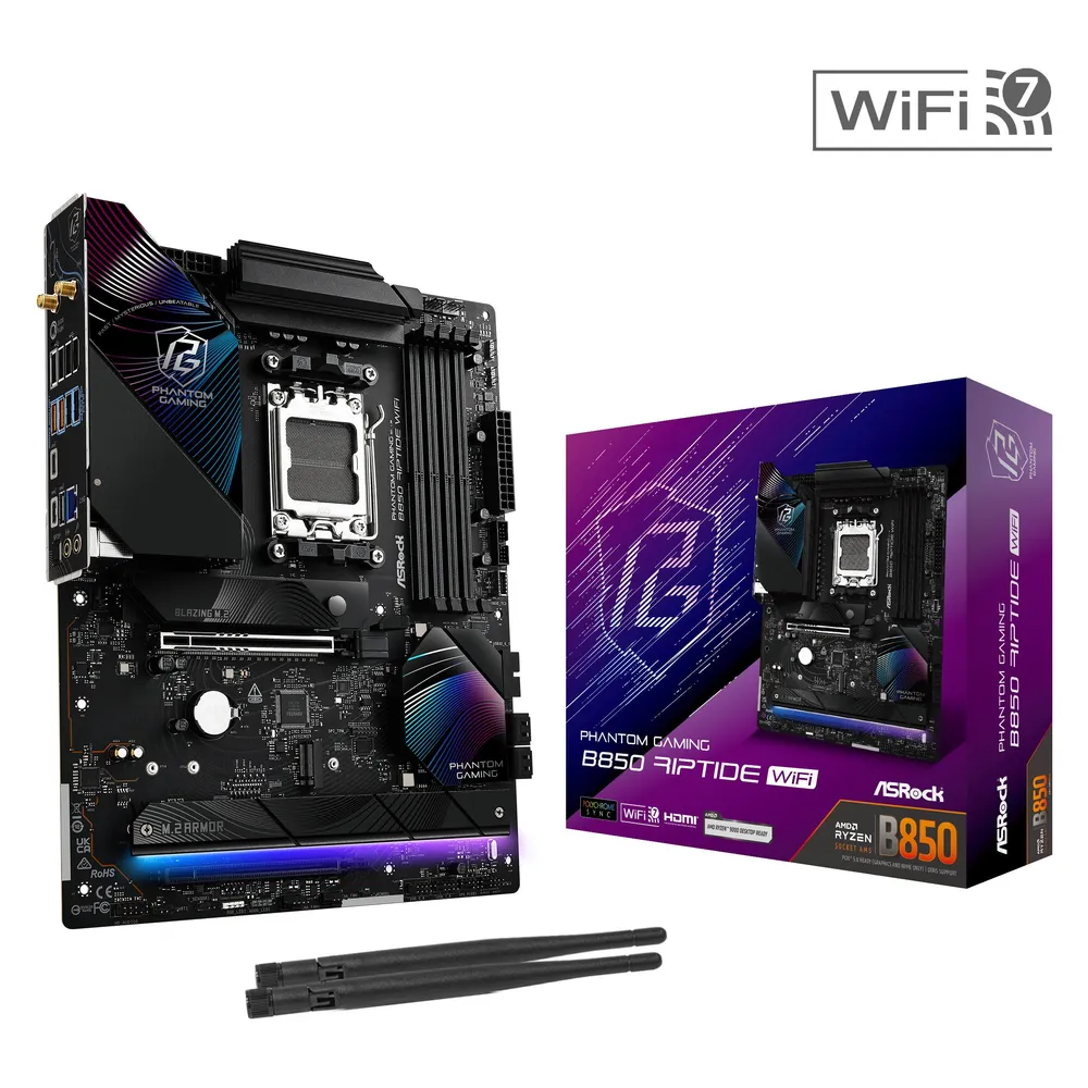 ASRock B850 ATX AM5 Riptide WiFi Integriertes DDR5 Phantom Gaming-Mainboard