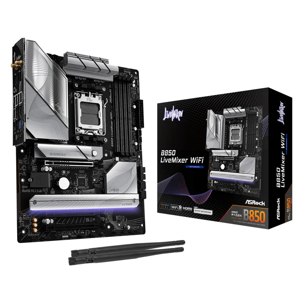 Asrock B850 Sockel AM5 ATX LiveMixer WiFi PCIe 5.0 DDR5 Audio Pro Mainboard