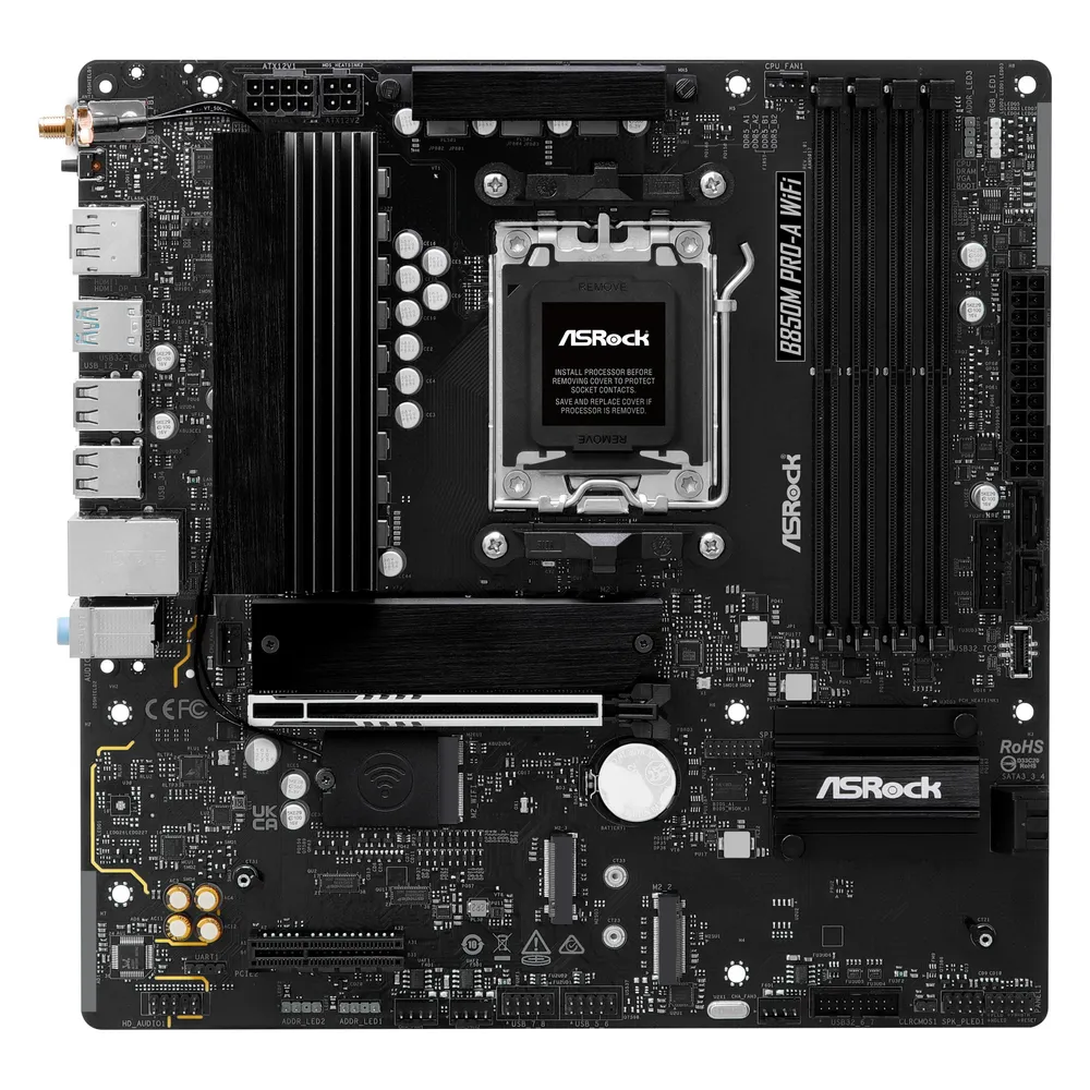 ASRock B850M Pro-A Mainboard AM5 Micro ATX WiFi DDR5 PCIe 5.0 RAID 256GB