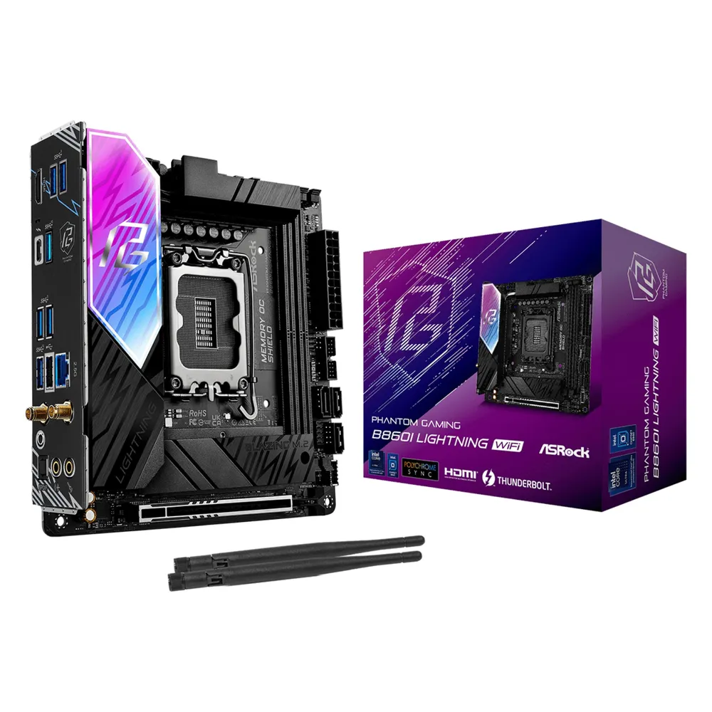 Asrock B860 Mini-ITX-Mainboard LGA 1851 Phantom Gaming Lightning WLAN DDR4 HDMI USB 3.2