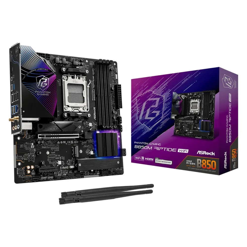Asrock B850 Mainboard AMD AM5 Micro ATX B850M Phantom Gaming Riptide WiFi DDR5 PCIe 5.0