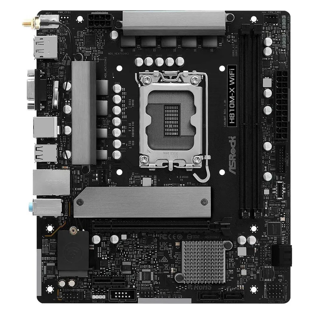 ASRock H810M-X WiFi Mainboard Intel H810 LGA 1851 Micro ATX Integriertes WiFi