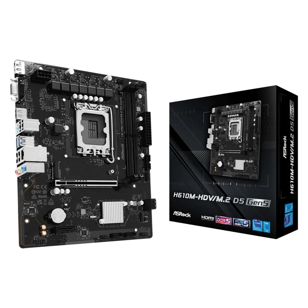 Motherboard AsRock H610M-HDV/M.2 D5 Intel H610 LGA1700 DDR5 Micro ATX Gigabit