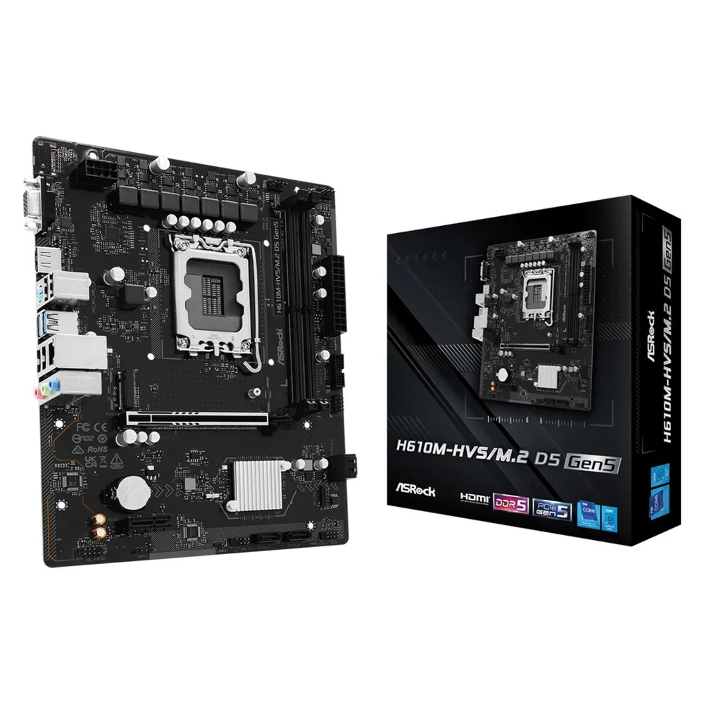 Mainboard AsRock H610M-HVS/M.2 D5 GEN5 Intel H610 LGA1700 DDR5 Micro ATX