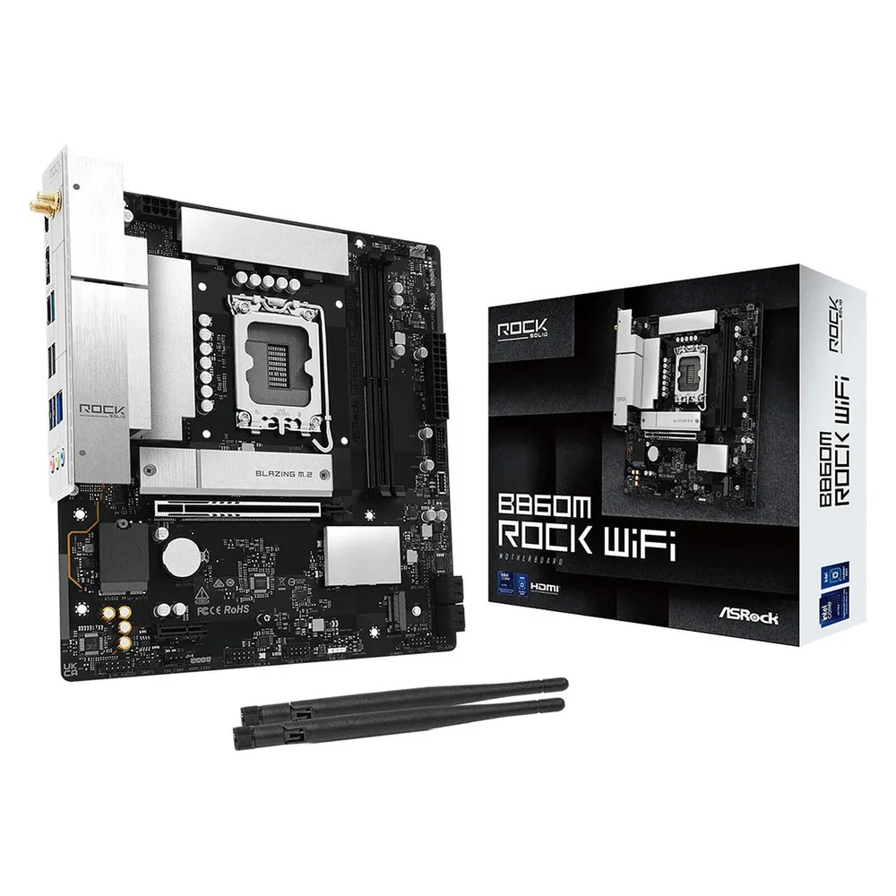Motherboard AsRock B860M Rock WiFi Intel B860 LGA 1851 DDR5 Micro ATX WiFi 6E RGB