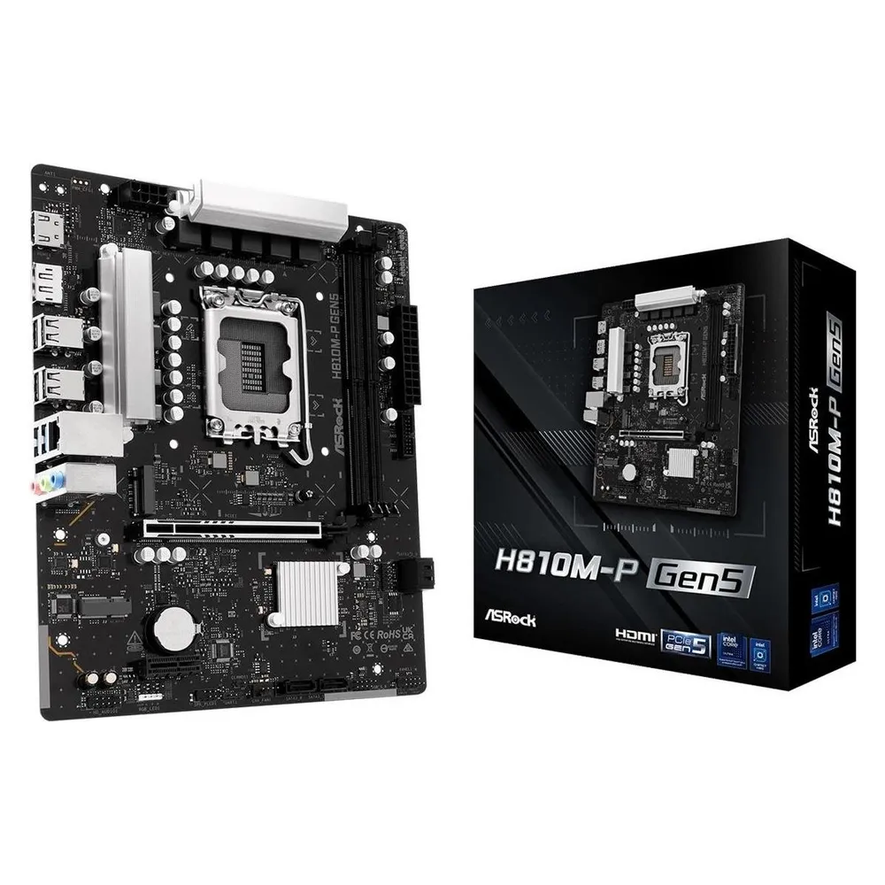 Motherboard AsRock H810M-P Gen5 Intel H810 LGA1851 DDR5 Micro ATX Ohne Wifi RGB