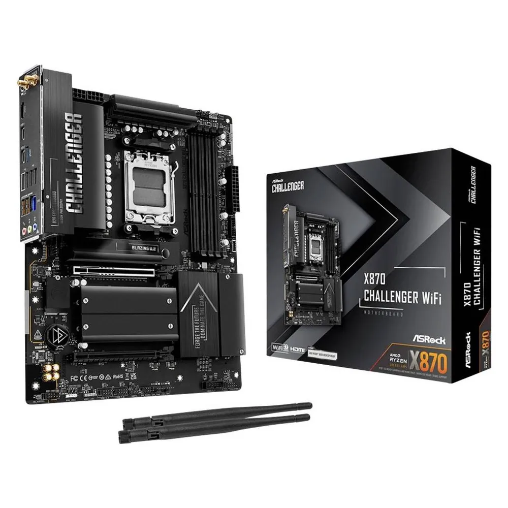 Motherboard AsRock X870 Challenger AMD X870 AM5 DDR5 ATX WiFi 7 PCIe 5.0 Bluetooth