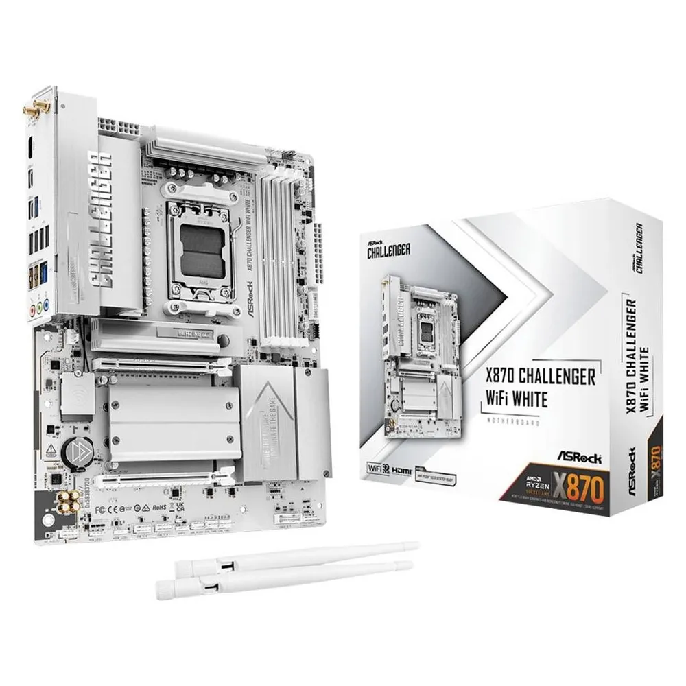 Motherboard AsRock X870 Challenger WiFi White AMD X870 AM5 DDR5 ATX WiFi 7 PCIe 5.0