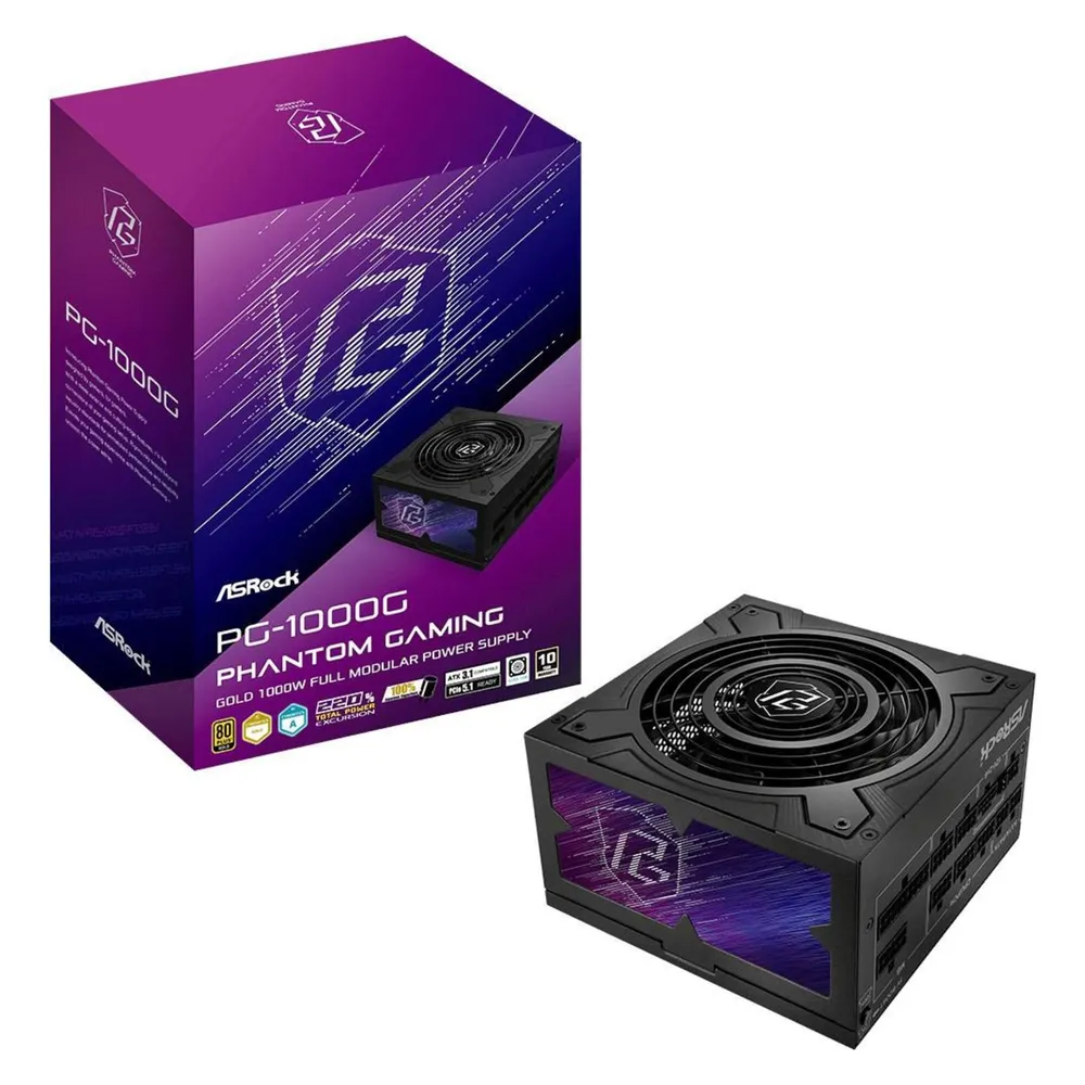 Asrock 1000W 80+ Gold Phantom Gaming Modulares Multi-Rail-Netzteil 5 Jahre Garantie