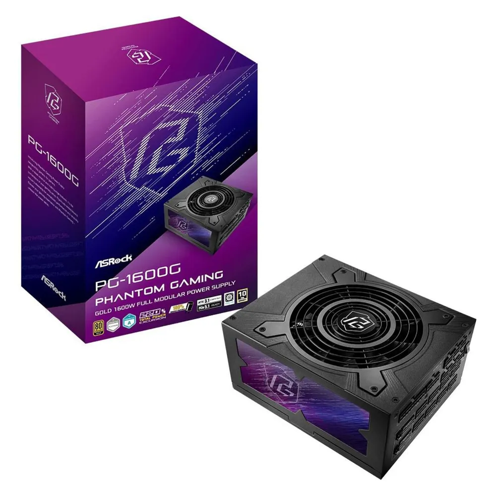 Asrock 1600W 80 PLUS Gold Phantom Gaming Modulares Netzteil Schwarz Erweiterter Schutz