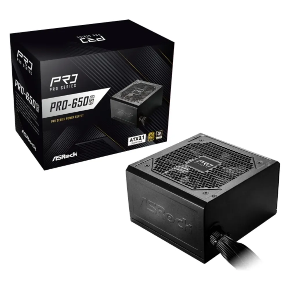 Fuente de Alimentación AsRock PRO-650G 650W Zertifizierung 80 PLUS Gold ATX