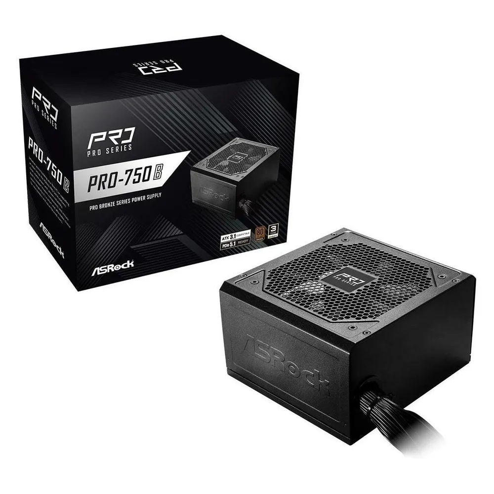 Fuente de Alimentación Asrock PRO-750B 750W Zertifizierung 80 PLUS Bronze aktiv