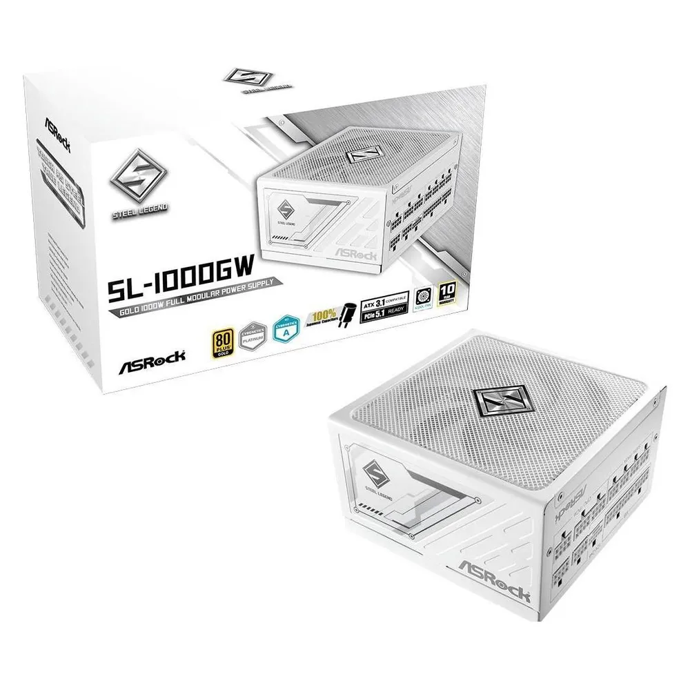 Asrock 1000W Netzteil 80+ Gold Steel Legend Zertifizierung Weißes ATX-Design
