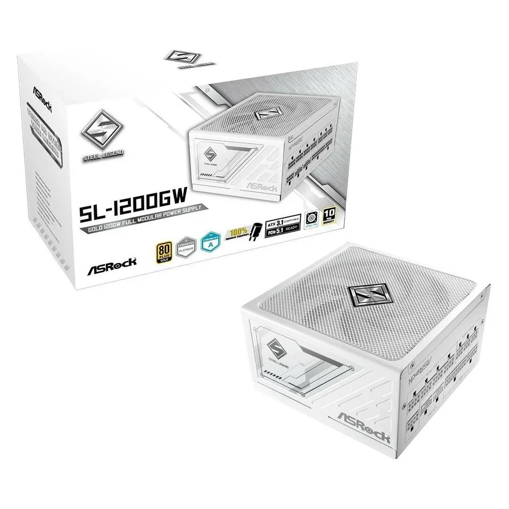 Fuente de Alimentación AsRock Steel Legend SL-1200GW 1200W 80+ Gold Zertifizierung modular