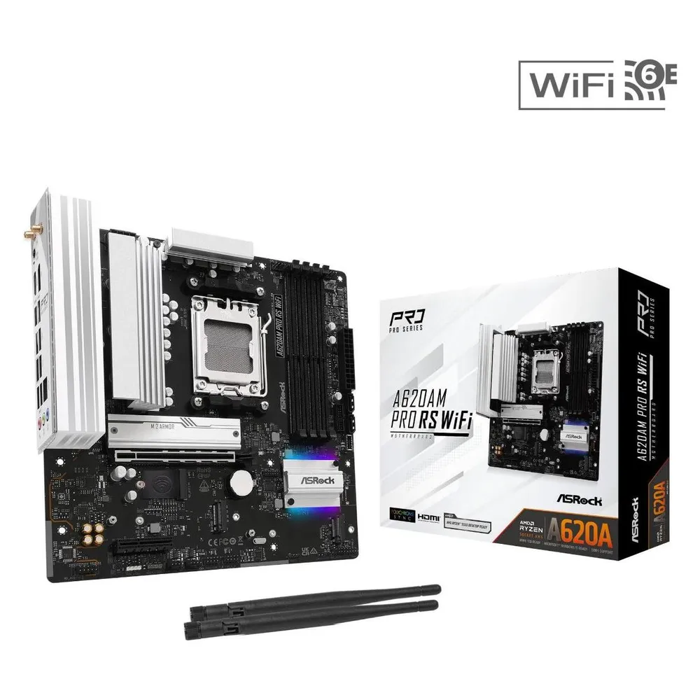 Motherboard ASRock A620AM PRO RS WIFI AMD A620 AM5 DDR5 Micro-ATX WiFi 6E