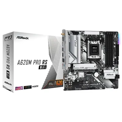 Asrock A620M Pro RS WiFi Mainboard A620 Sockel AM5 Micro ATX WLAN 6E Bluetooth RGB