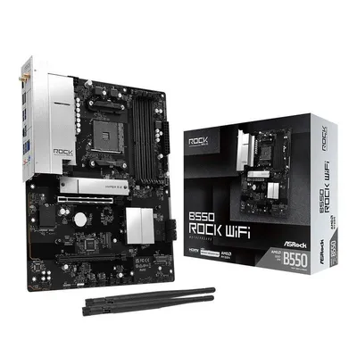 Motherboard ASRock B550 Rock WiFi B550 AM4 DDR4 ATX WiFi 6E PCIe 4.0 CrossFireX