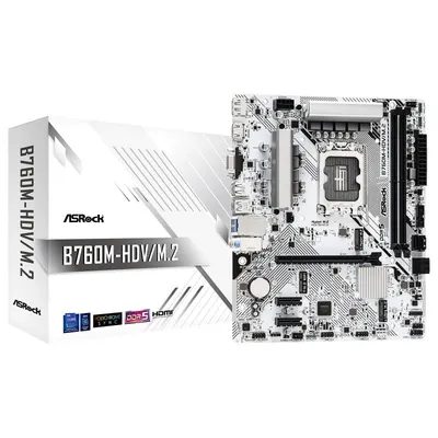 ASRock B760 Mainboard Intel B760M Sockel 1700 Micro ATX B760M-HDV/M.2 DDR5 M.2 PCIe 4.0 LAN 2,5GbE