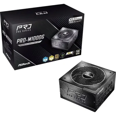 Netzteil AsRock PRO-M1000G 1000W 80+ Gold ATX 3.1 Lüfter 135 mm