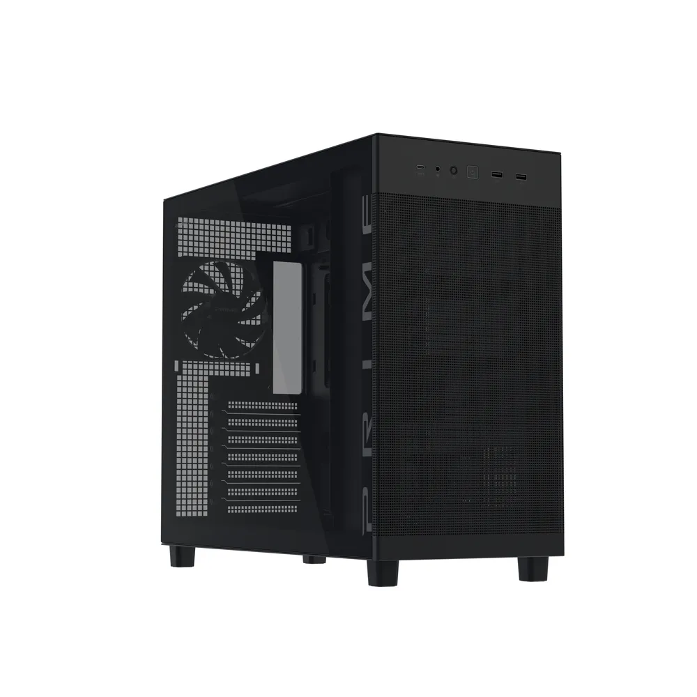 PC-Gehäuse Asus PRIME AP303 TG Black Glasfenster USB-C mATX ATX 7 Slots