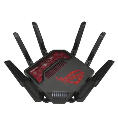 ASUS ROG Rapture GT-BE19000 WLAN-Router Multi-Gigabit Ethernet Tri-Band (2,4 GHz/5 GHz/6 GHz) Schwarz, Rot