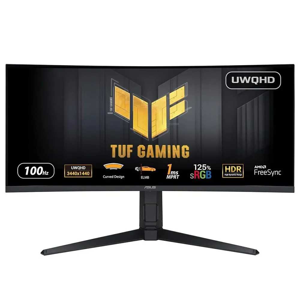 ASUS | 34" TUF Gaming Monitor | VG34VQEL1A | Curved UltraWide | UWQHD 3440×1440 | 100 Hz | VA | HDR10 | Adaptive Sync
