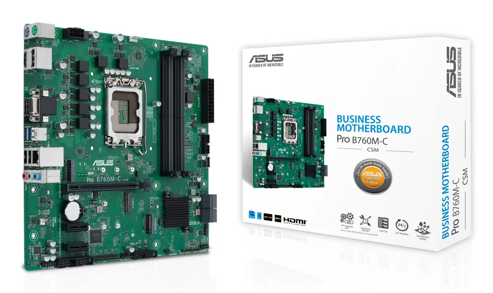Placa Base ASUS PRO B760M-C-CSM B760 LGA 1700 DDR5 micro ATX 2x M.2 RAID PCIe 4.0