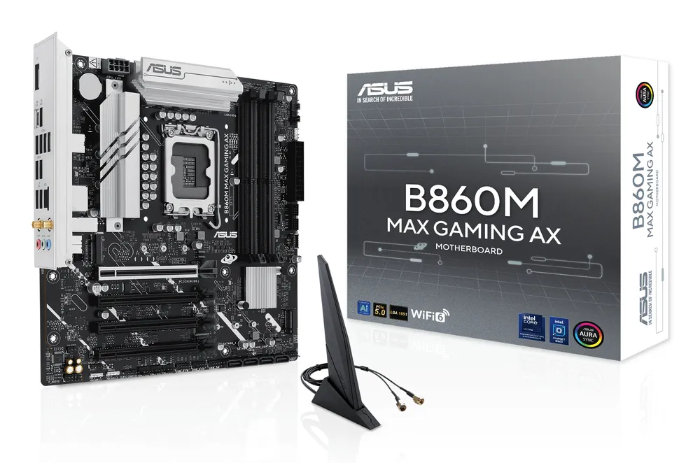 Motherboard ASUS B860M MAX GAMING AX B860 LGA 1851 DDR5 Micro-ATX WiFi 6 PCIe 5.0 2.5GbE M.2 RAID