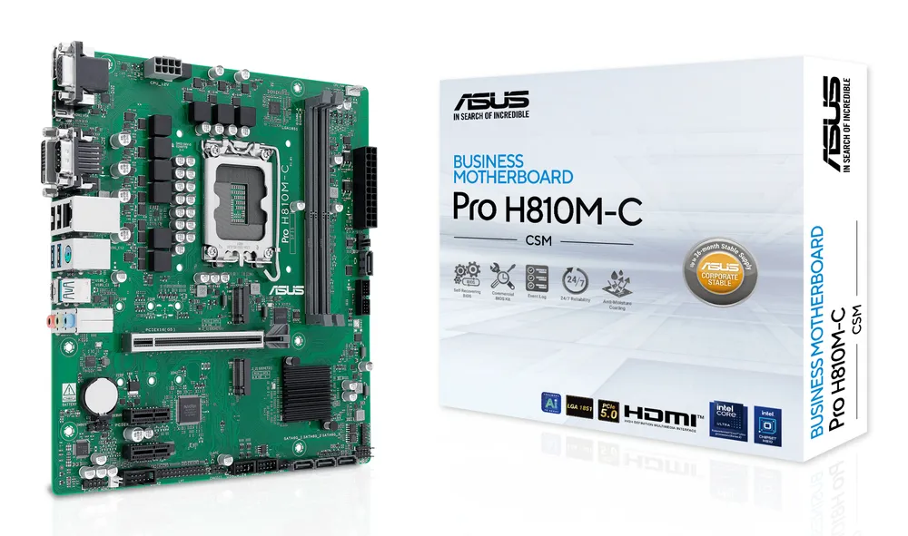 Motherboard ASUS PRO H810M-C-CSM Intel H810 LGA1851 DDR5 micro ATX kein WiFi M.2 TPM